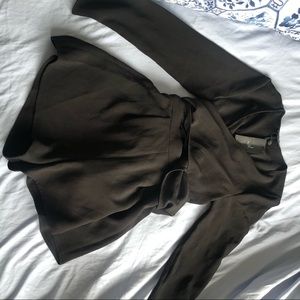 Black wrap tie romper